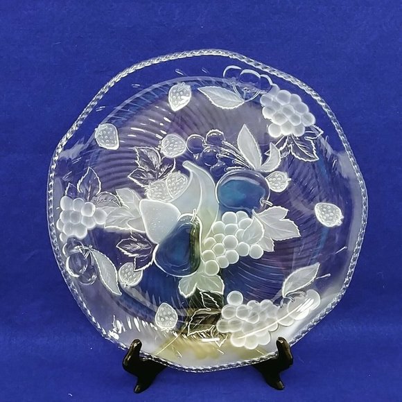 WP&G Other - Serving Platter WP&G Bountiful Frosted Crystal Fruit Design 14" Vintage Platter